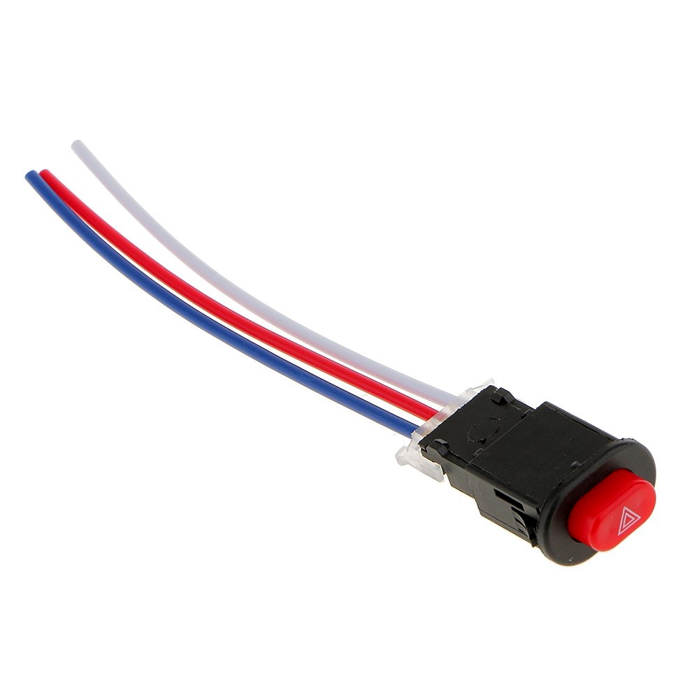 Motorcycle/ Car Double Flash Turn Signal Flasher Switch Button Warning Emergency Lamp with 3 Wires Built-in Lock