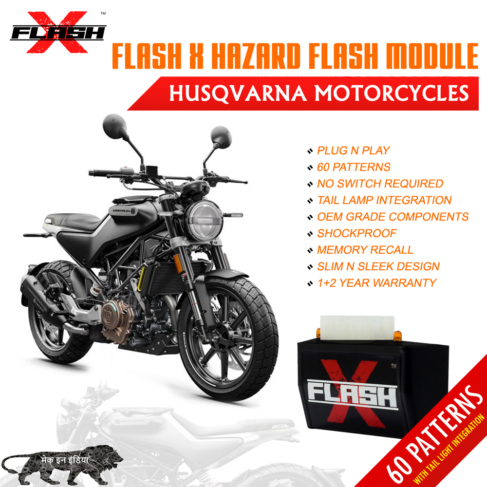 Flash X Hazard Flash Module for Husqvarna Motorcycles, Plug & Play 60 Blinking Patterns with Tail Light Integration