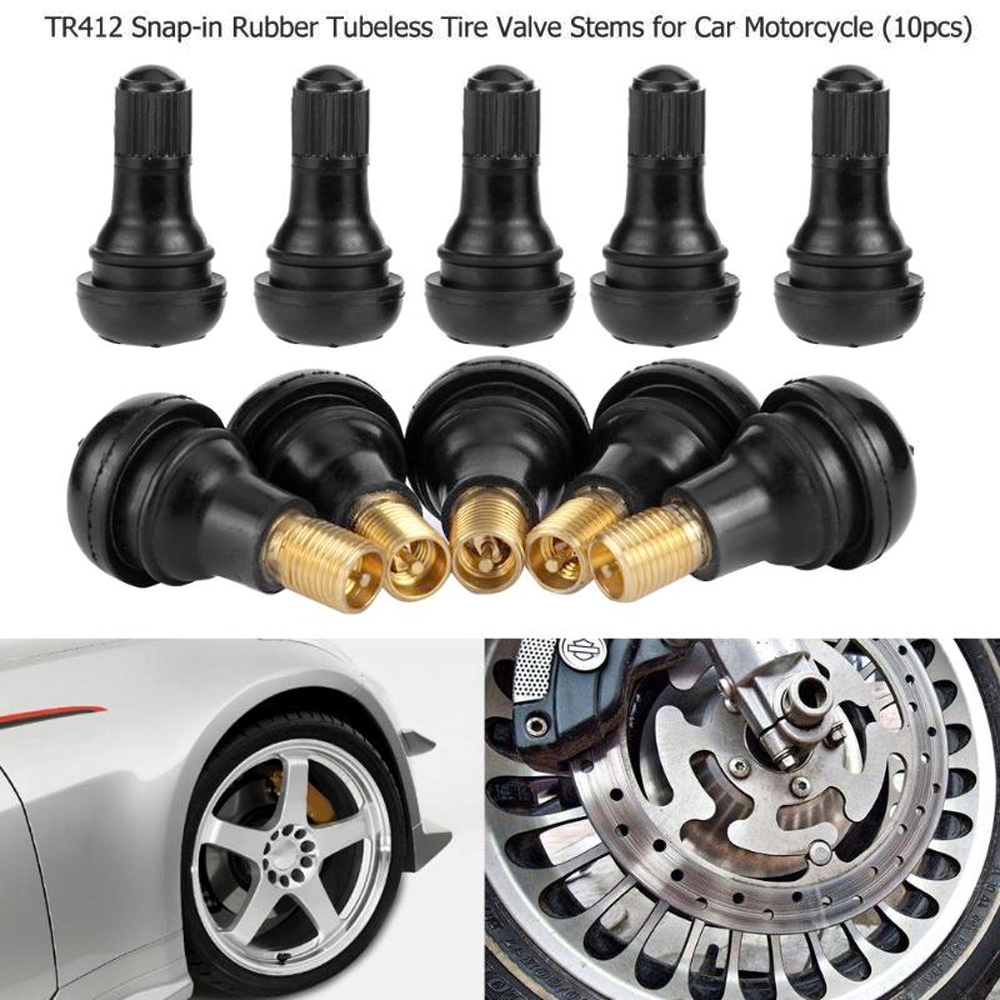 Universal Black TR 412 Tubeless Tyre/ Tire Valve, Stem Rubber Dust Cover Valve Stem Cover for Motorcycle (RIM Hole Dia 11.3 mm)