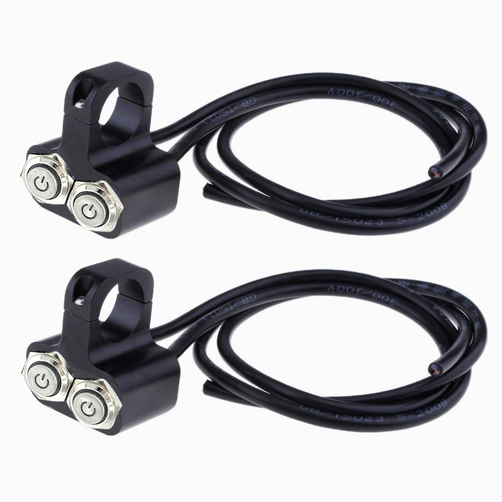 Dual CNC Aluminum Alloy 22mm Motorcycle Handlebar Momentary Switch 2 ON/OFF  Button with Indicator Backlight for Motorcycle, Harley, Dirt Bike, Scooter,  ATV