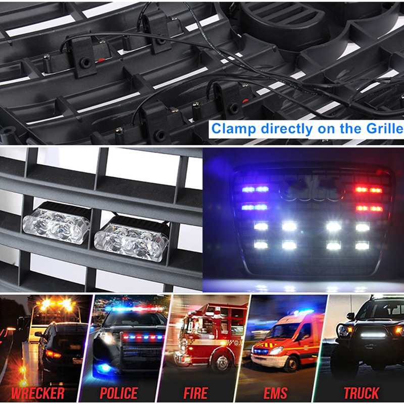 16PC LED Yellow/White Car Car Front Flash Flash Warning Light Truck Strobe  Light