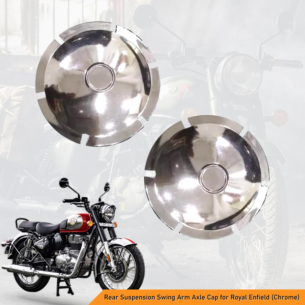 High-Quality Plastic Rear Suspension Swing Arm Axle Cap for Royal Enfield Classic, Bullet, Standard & Electra 350/500 Models - Chrome  (Set of 2 pc)