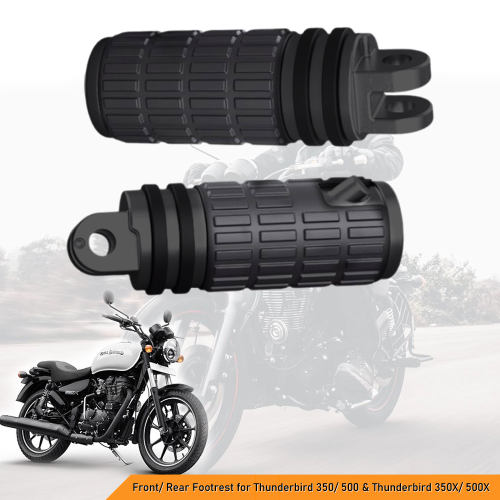 Heavy-Duty Front/ Rear Footrest for Thunderbird 350/500 & 350X/500X - Pillion Wide Footrest, Enhanced Comfort & Stability (Left & Right - 2 Pcs, Full Black)