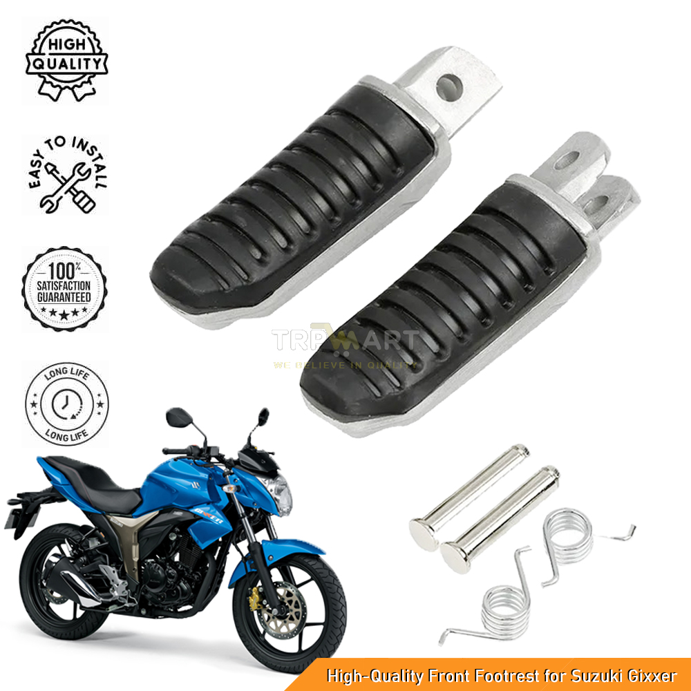High-Quality Front Footrest for Suzuki Gixxer - Premium Comfortable & Durable Pillion Footrest/ Foot Pegs Mount Aluminum Alloy & Black Rubber