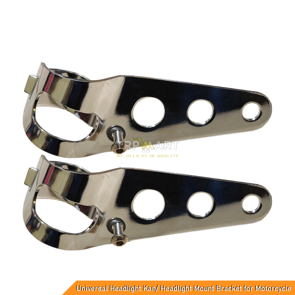 Heavy Duty Premium Quality Universal Headlight Kan/ Headlight Mount Bracket for Motorcycle - Head Lamp Clamps Holder Fork (2 Pcs)