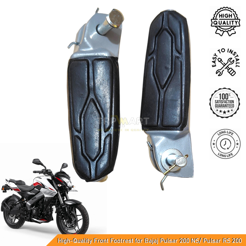 High-Quality Front Footrest for Bajaj Pulsar 200 NS/ Pulsar RS 200 - Premium Comfortable & Durable Foot Pegs Mount Aluminum Alloy & Black Rubber