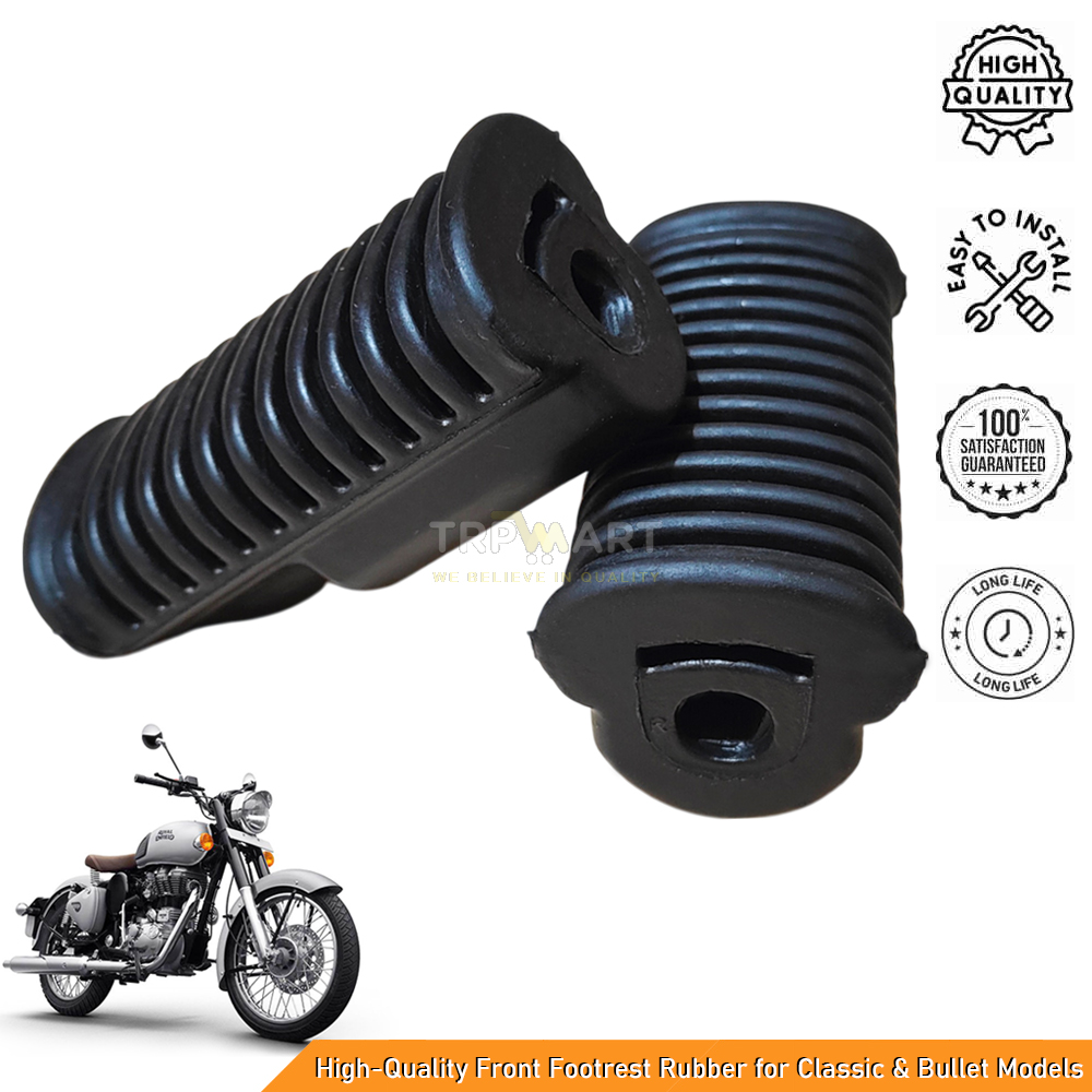 Premium Heavy Duty Front Footrest Rubber for Royal Enfield Bullet 350, Classic 350/500 (Set of 2)