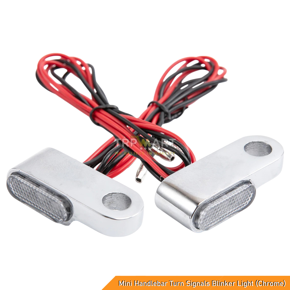 Mini Handlebar Turn Signals Blinker Light For Motorcycle - Mini Blinker Indicator, 12V IP68 Waterproof - CHROME (2Pcs)