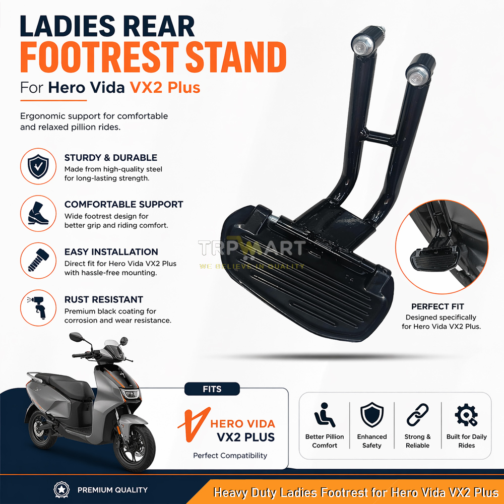 Premium Ladies Footrest Stand for Hero Vida VX2 Plus, Heavy Duty Build & Strong & Comfortable Foot Support - Easy Install Scooter Accessory