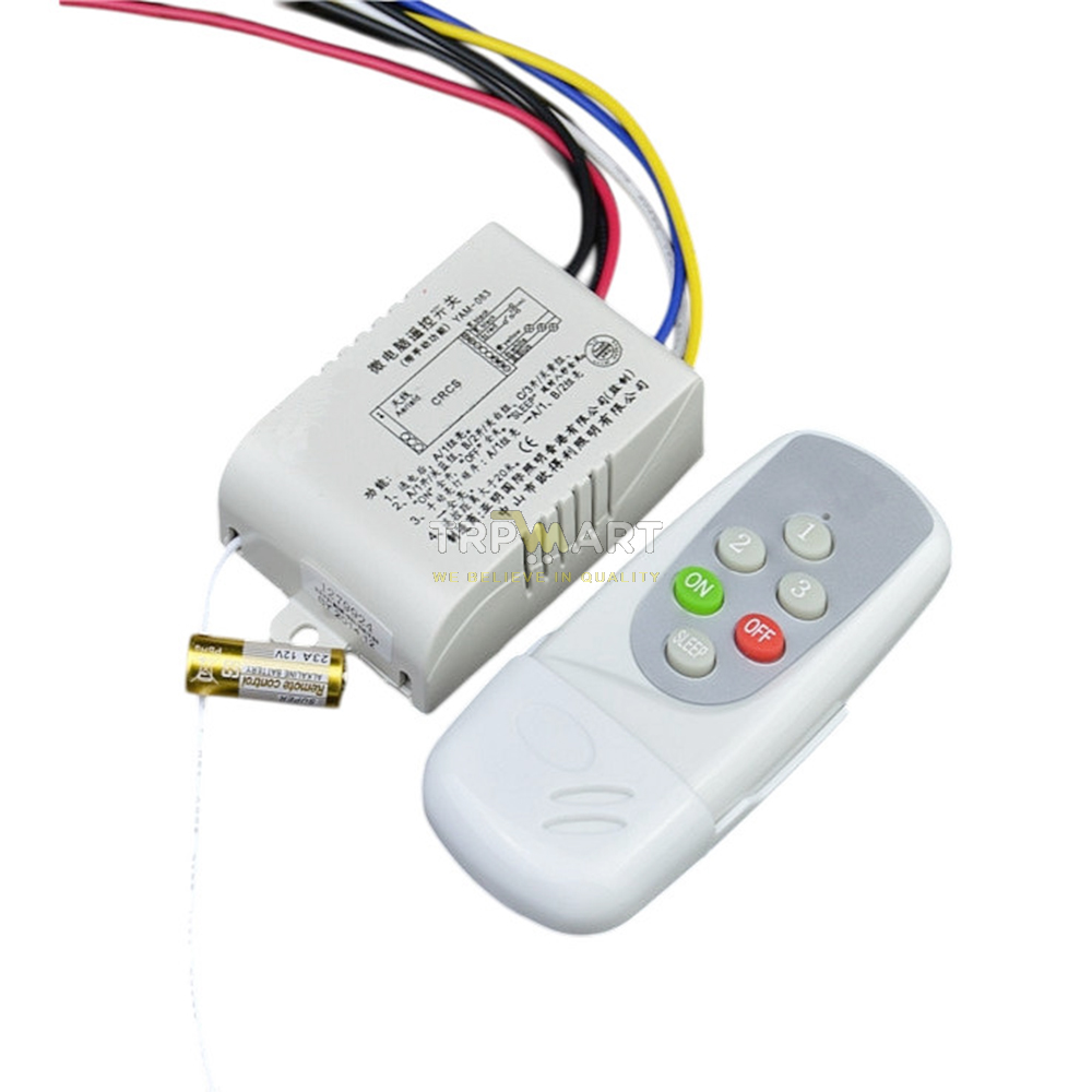 3 Ways RF Wireless Remote Control Switch, Wireless Control for Light, Fan, TV & Cooler - 10 Amp AC Load