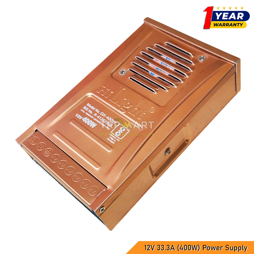 HiLight 12V 400W (33.3A) SMPS Power Supply - Rainproof IP43 LED Driver for CCTV, LED Strip & Outdoor Use with 1-Year Warranty