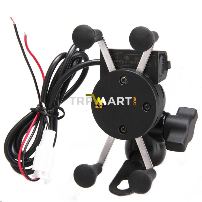 Motorcycle Mobile Holder with USB Charger, X-Grip Bike Mobile Holder for Charging & Mobile GPS