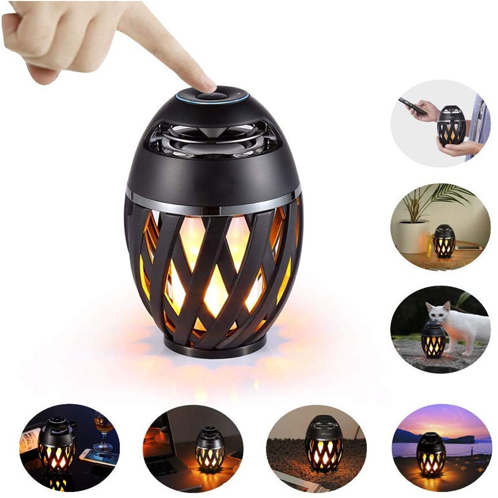 Led Flame Bluetooth Speakers, Flame Torch Atmosphere Speaker Bluetooth 4.2 Wireless Portable Outdoor HD Audio Waterproof Speaker/ FM with 96 LEDs Flickers Warm Night Lights for iPhone/ iPad/ Android