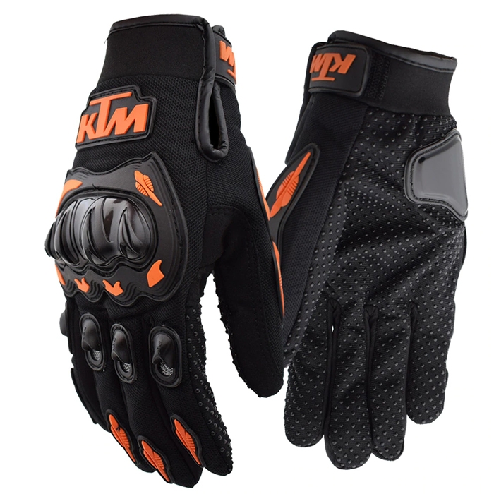 KTM Gloves with Smartphone Touch Sensitive, for Bike/ Motorcycle/ Cycle Riding/ Outdoor Sports Racing/ Camping Full Finger, Orange & Black