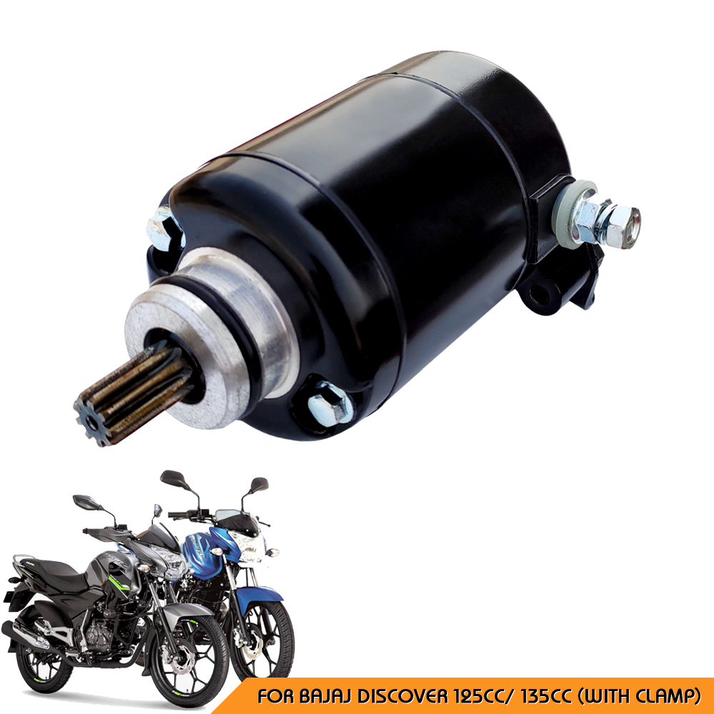 Self Starter Motor Assembly Compatible with Bajaj Discover 125cc/ 135cc (With Clamp) - Reliable & High-Performance Starter