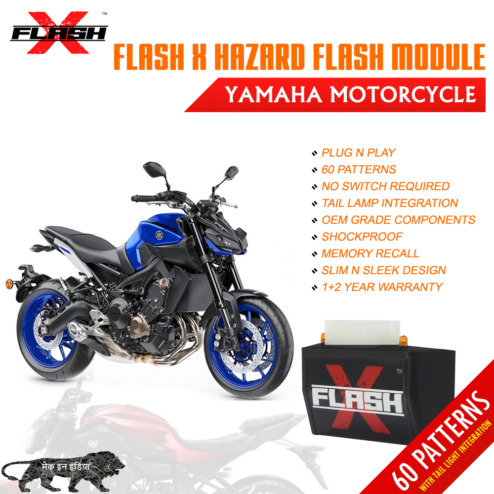 Flash X Hazard Flash Module for Yamaha Motorcycles, Plug & Play 60 Blinking Patterns with Tail Light Integration