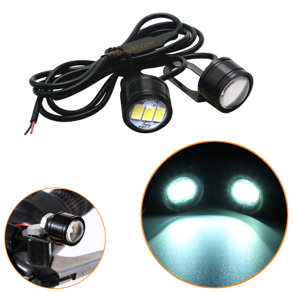Waterproof 12V White Strobe Light, Mirror Mount Led Flash, Eagle Eye LED Strobe Backup DRL Lights Lamp, Warning Brake Light Lamp for Car & Bikes