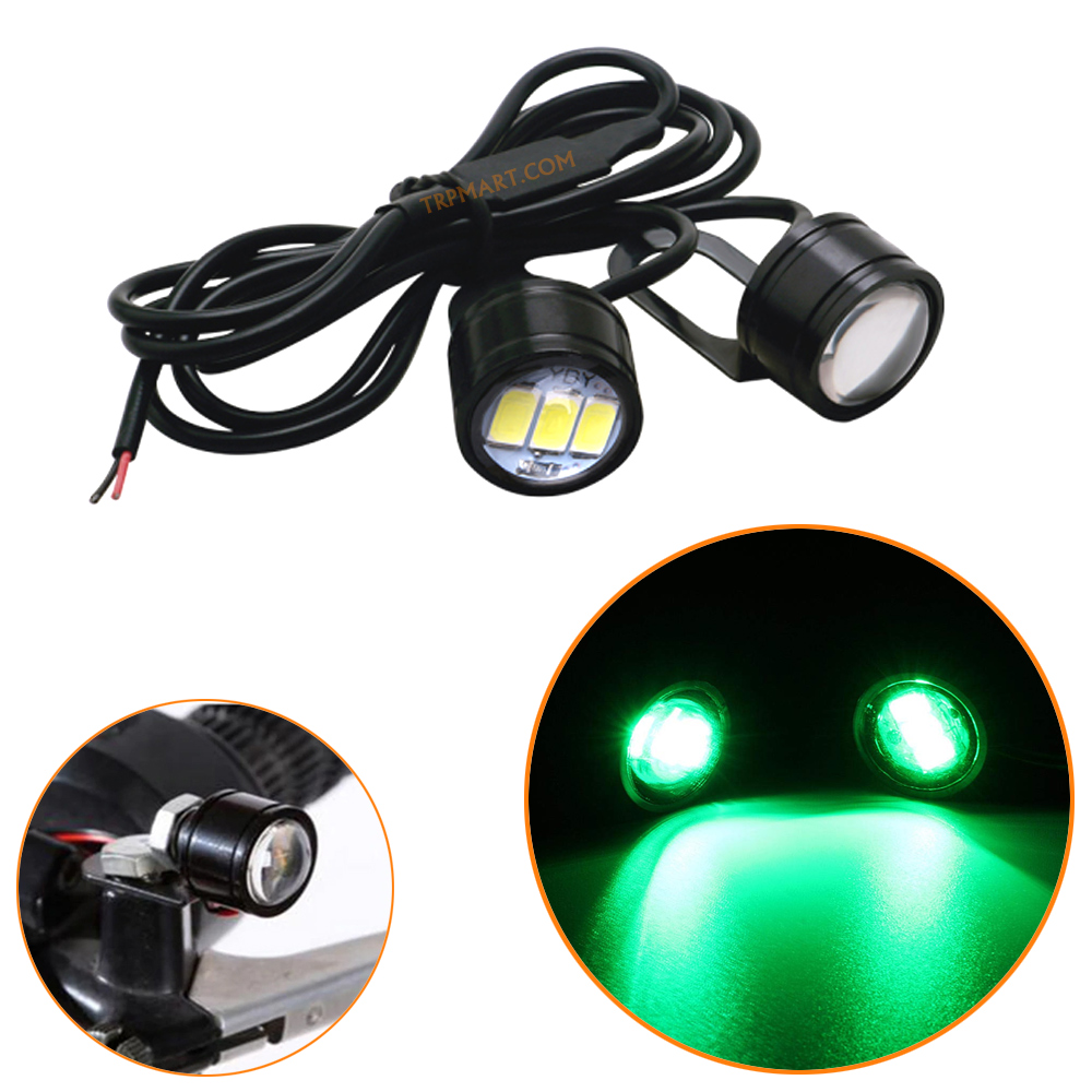 Waterproof 12V Green Strobe Light, Mirror Mount Led Flash, Eagle Eye LED Strobe Backup DRL Lights Lamp, Warning Brake Light Lamp for Bikes & Car