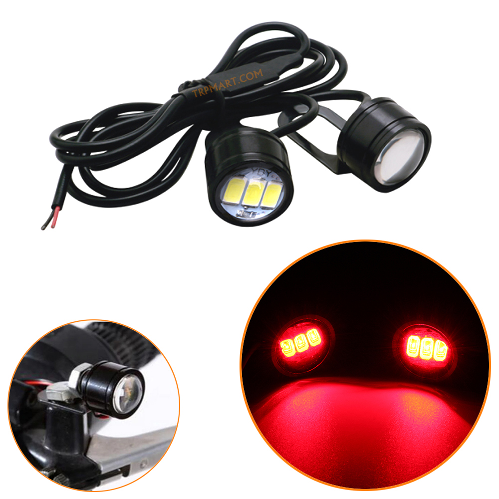 Waterproof 12V Red Strobe Light, Mirror Mount Led Flash, Eagle Eye LED Strobe Backup DRL Lights Lamp, Warning Brake Light Lamp for Bikes & Car