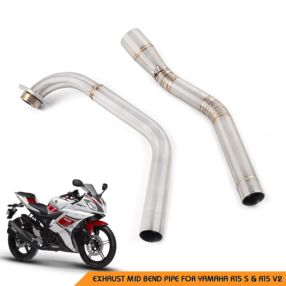 Stainless Steel Exhaust Mid Bend Pipe for Yamaha R15 V1/ R15 V2/ R15S, Exhaust Mid Slip-on Upgrade Bend Pipe - Performance & Durability