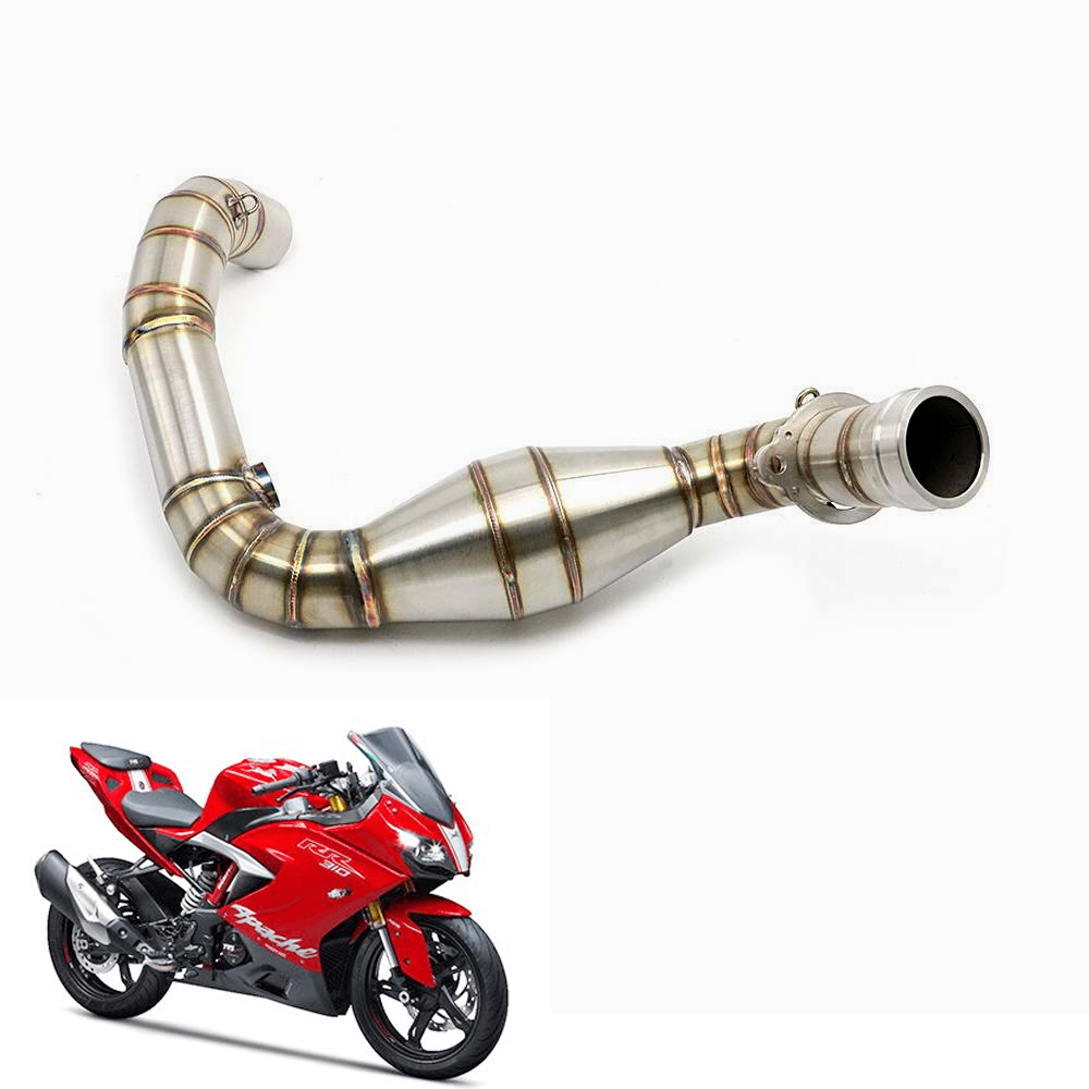 Stainless Steel Motorcycle Exhaust Middle Muffler Bend Pipe for TVS Apache RR 310