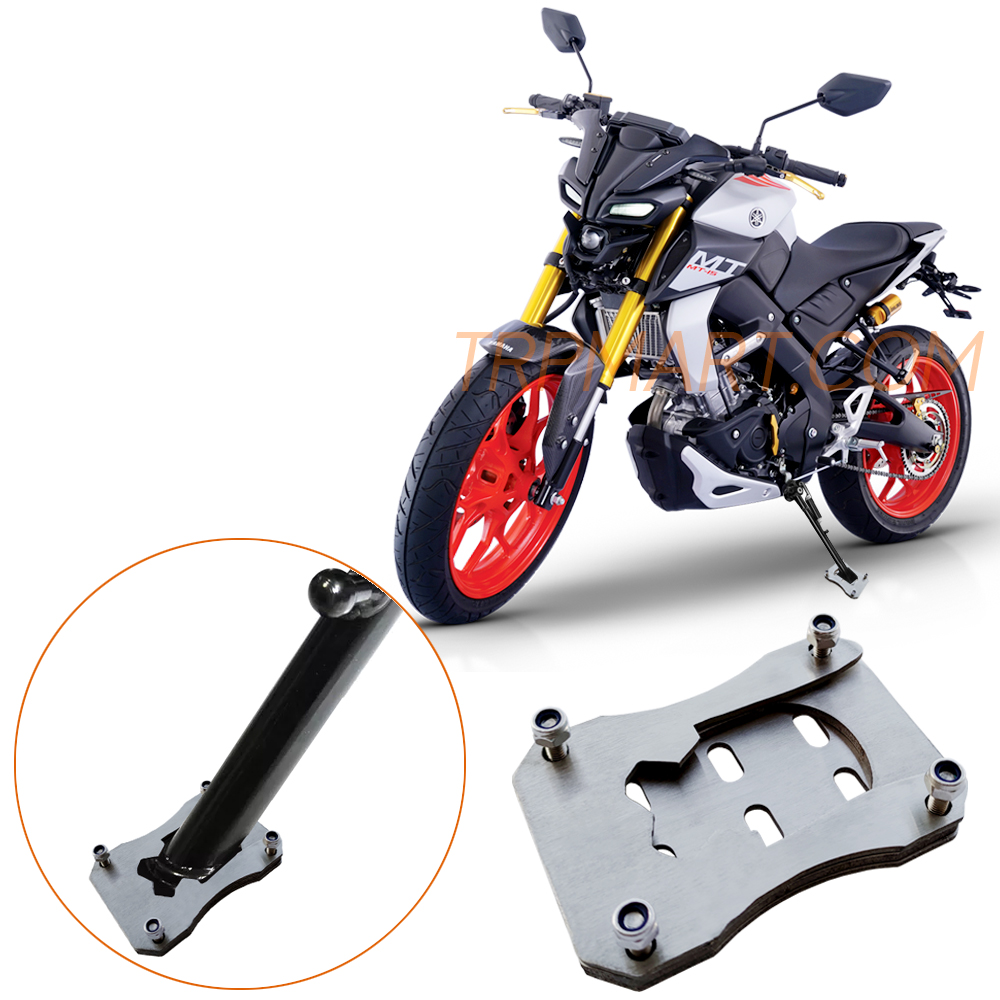 CNC Stainless Steel Kickstand Extension/ Enlarger, Base Support Pad Plate Stand Compatible with/ for Yamaha MT 15