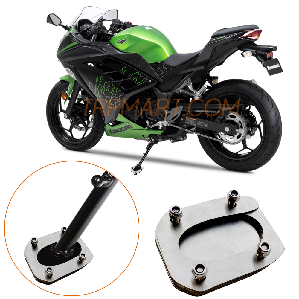 CNC Stainless Steel Kickstand Extension/ Enlarger, Base Support Pad Plate Stand Compatible with/ for Kawasaki Ninja 300