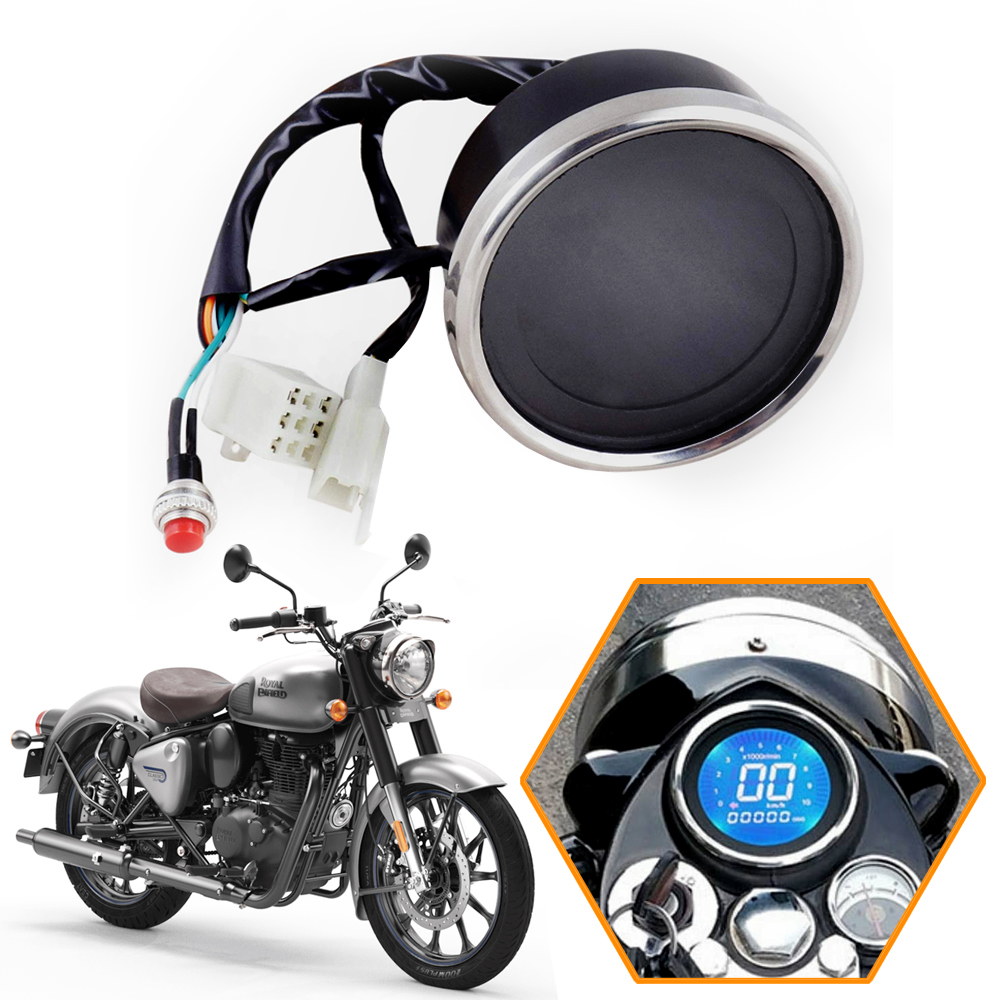 Digital Speedometer With Multi-Colour Backlight, RPM, L/R Turn Signal, High Beam & Fuel Gauge Function for Royal Enfield Classic 350/ 500, Standard 350/ 500, Electra 350/ 500