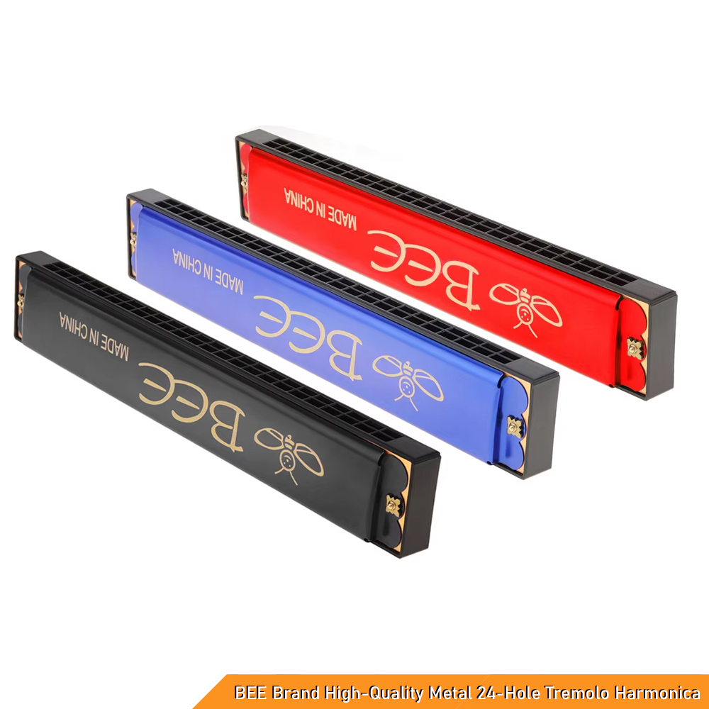 High Quality Metal  24 Holes BEE Mouth Organ Musical Instruments, Tremolo Harmonica Children Musical Toys Mouth Organ as the best gift for kids - Random Colour