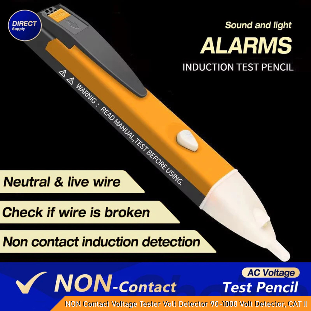 NON Contact Voltage Tester Volt Detector 90-1000 Volt Detector, CAT II Socket Wall AC Power Outlet Voltage Detector Sensor Tester Pen LED light