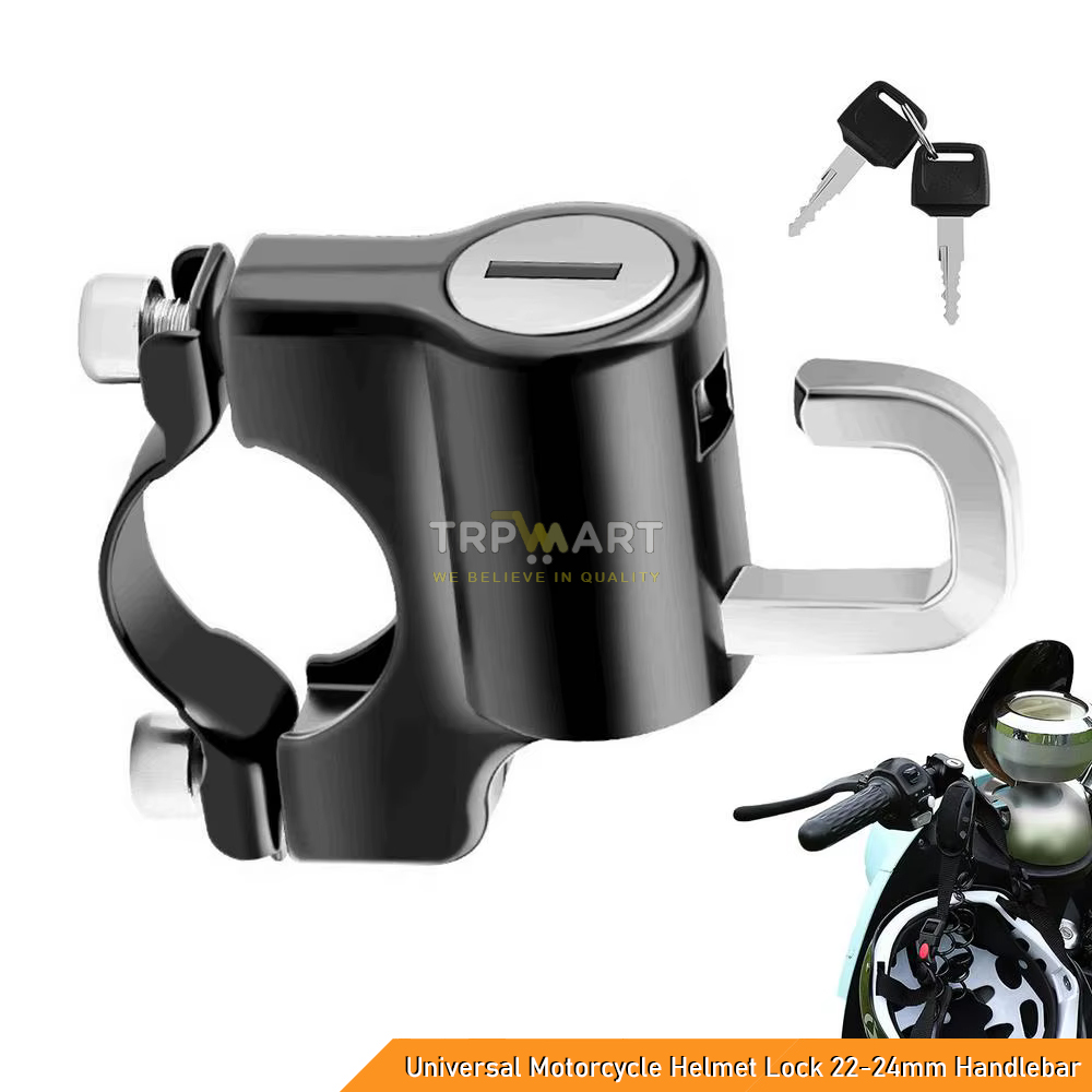 Motorcycle Helmet Lock, Heavy Duty Universal 22-24mm Handlebar Alloy Anti-Theft Fixed Lock/ Hook Lock for Bicycle, Motorbike, Scooters & Electric Vehicle