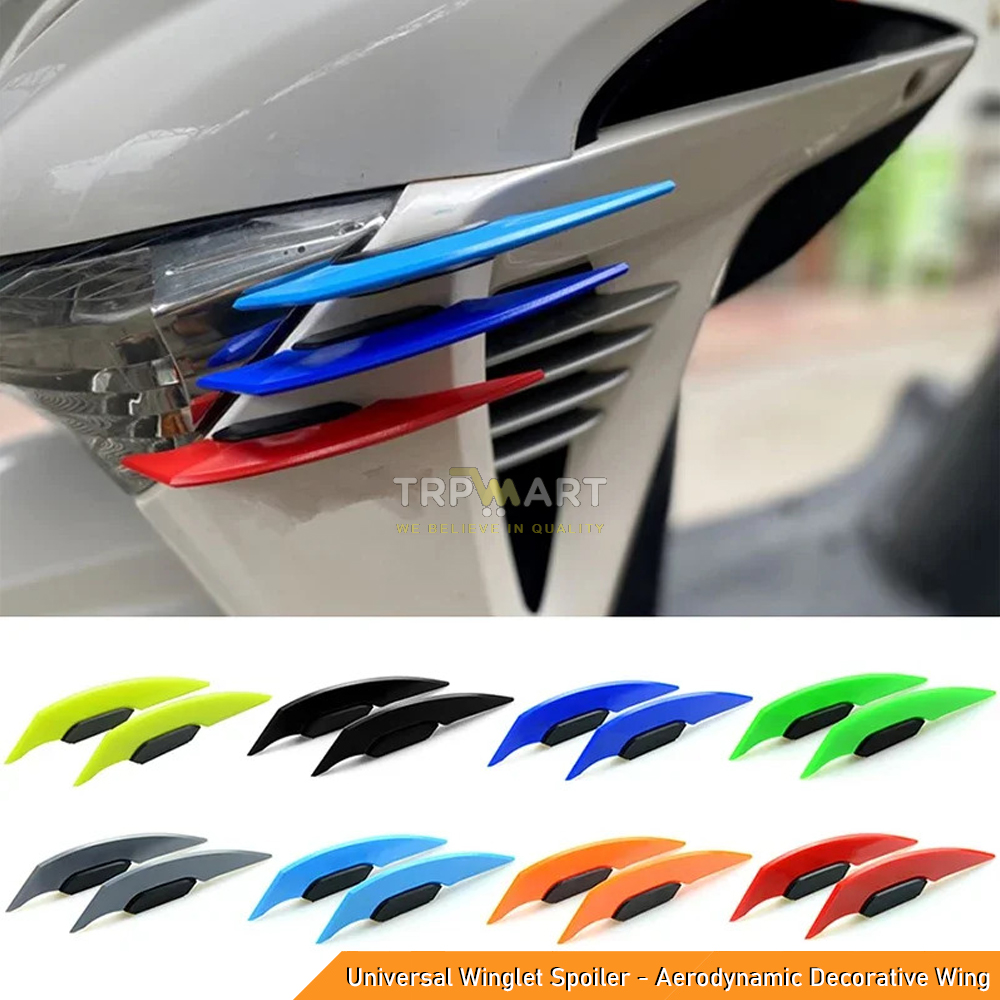 Universal Motorcycle Winglet Spoiler - Aerodynamic Decorative Wing (2 Pcs) for Bike, Scooter, Car & Helmet with Adhesive Mount