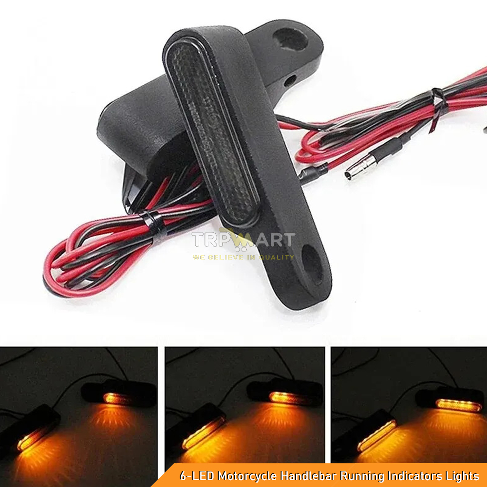 6-LED Motorcycle Handlebar Turn Signal & Running Indicators Lights – Mini Blinker Indicators, 12V IP68 Waterproof (2Pcs)