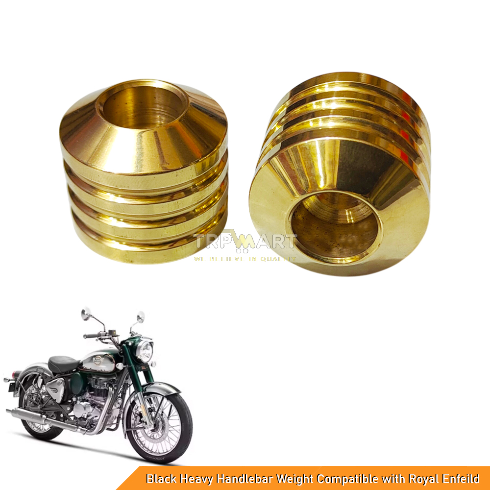 Pure Brass Heavy-Duty Handlebar Weight for Royal Enfield Classic, Bullet & Standard Motorcycles (BS3/BS4) - Pack of 2