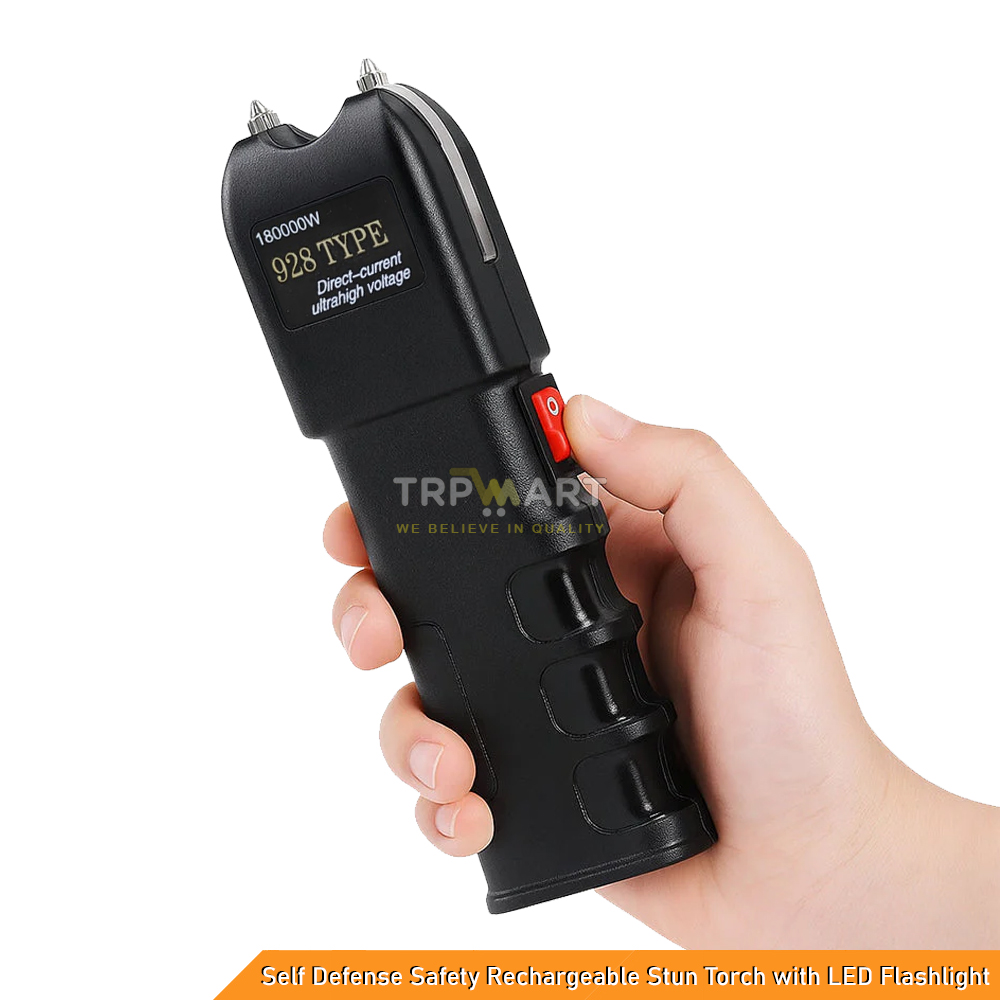 Self Defense Safety Rechargeable Stun Torch with LED Flashlight, Powerful Electric Shock Flashlight for Women & Men & Emergency Light