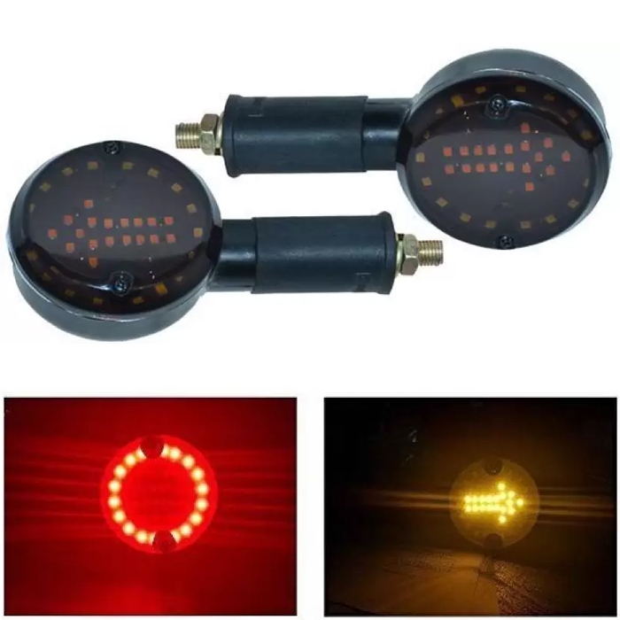18 LED Arrow Indicators with 18 LED DRL Ring, Red & Yellow Light for Royal Enfield Bullet Classic 350, 500, Chrome, Desert Storm, Standard 350, 500, Electra EFI, Twins, Twinspark