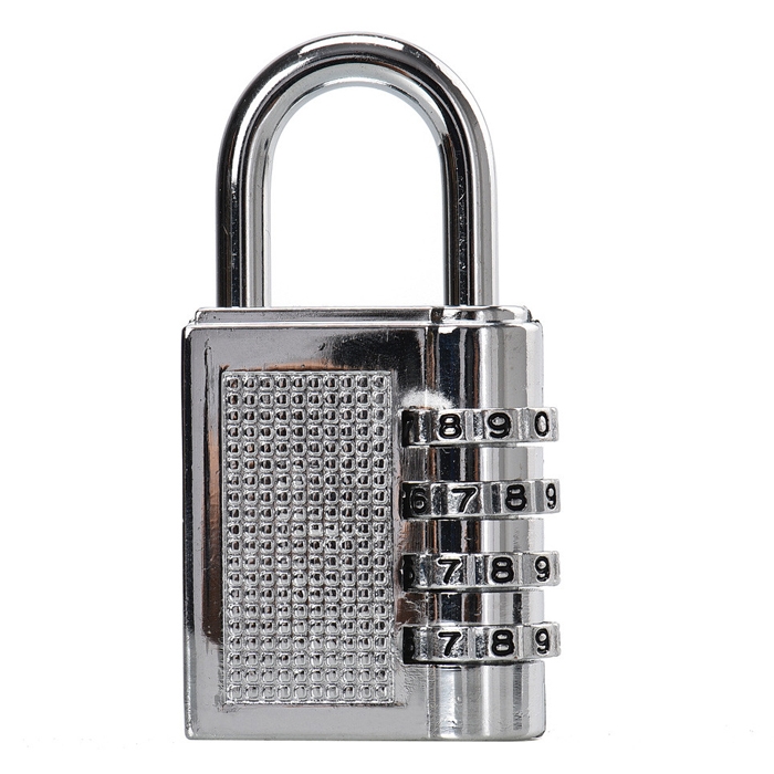 Silver 4 Dial Combination Code Padlock Locker Door Toolbox Suitcase Bag Lock, 4 Digit Re-Settable Combination Lock