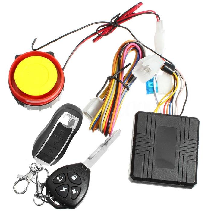 Universal Compact Security Alarm System 12 V With Dual Remote Control Engine Start for All Bikes - Motorcycle Anti-theft Alarm Security Kit