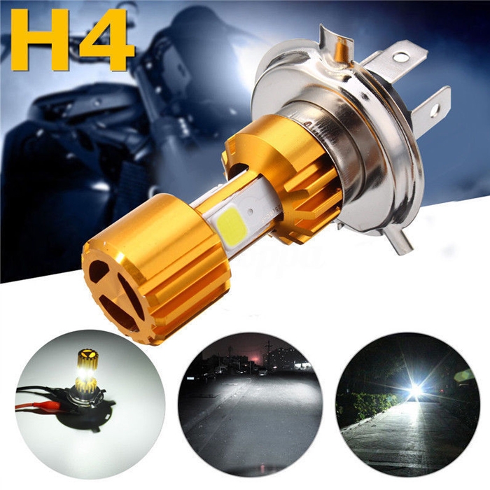 H4 LED 3 COB Motorcycle Bike Hi/Low Headlight White Lamp Bulb DC 9~30V 1000LM 9~18W