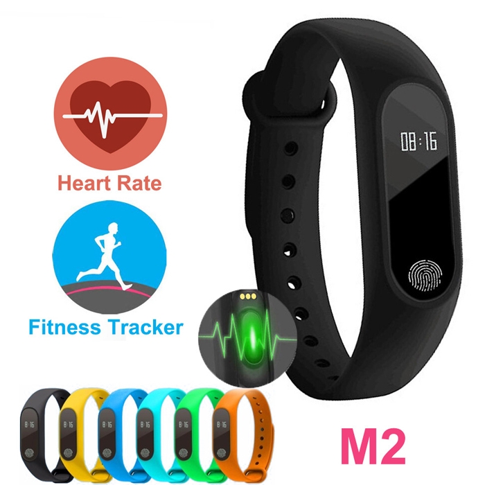 M2 Bluetooth Health Smart Band Fitness Tracker Heart Rate Sensor Smart Bracelet, Water Proof Smart Fitness M2 Band Compatible Bluetooth/ Heart Sensor