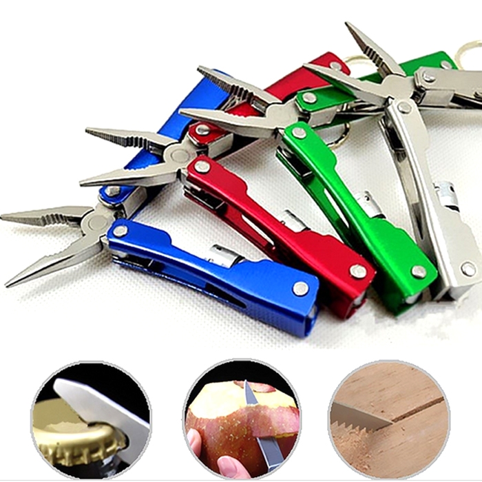 9 in 1 Micro Pliers Multi Function Pliers Tool Set With LED Flashlight & Nylon Pouch (Multi Color)
