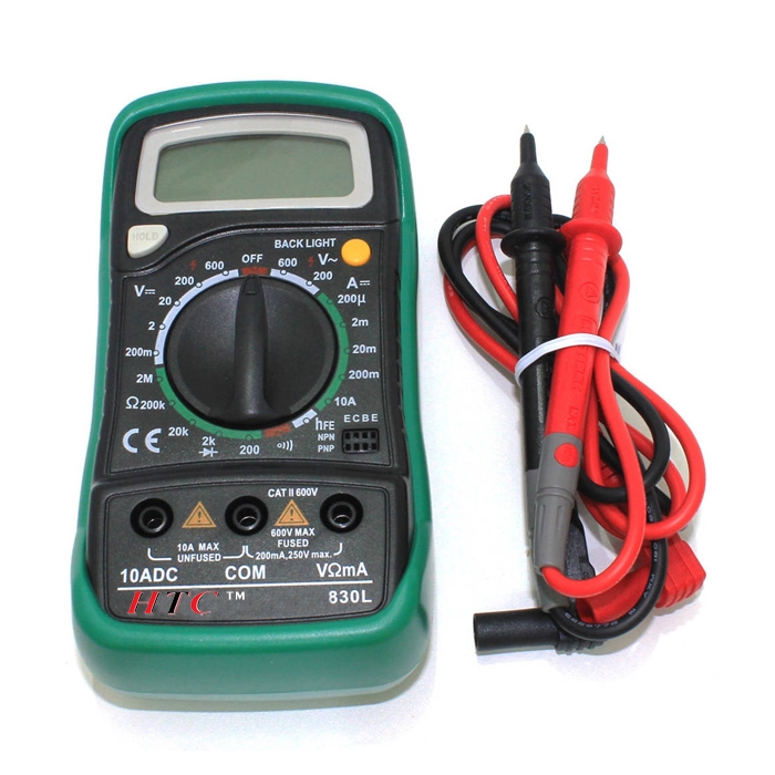 HTC Instrument 830L Handheld Digital Multi Meter With LCD Back Light, Voltmeter Ammeter AC/DC/OHM Volt Current Tester