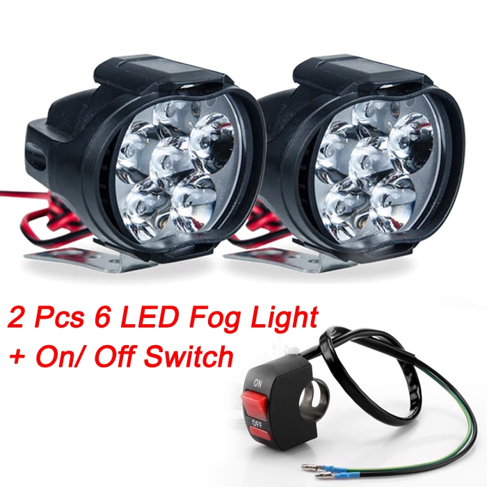 6 Led Fog Light Waterproof Spot Beam Bulb Led 10W Spotlights White Work Shilon Light With Switch for Motorcycle and Cars