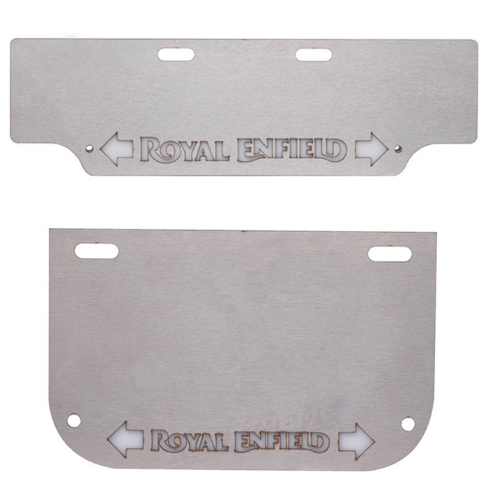 100% Stainless Steel Front & Rear Number Plate for Royal Enfield with Inbuilt Indicator & Logo DRL Light