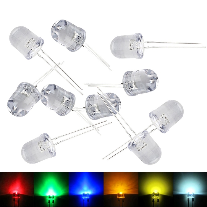 Ultra Bright 10mm 0.5W Water Clear LED Bulb, 10 mm LED Bulb, Emitting Diodes Lamp, 10mm LED’s for DIY Projects