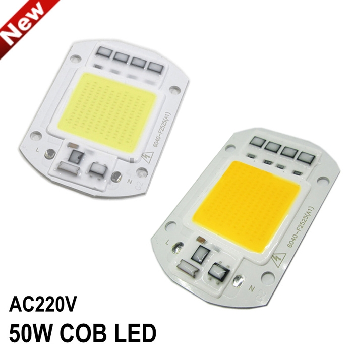 AC 220V 50W High Power LED COB Chip with Smart IC Driver, Integrated SMD LED COB Light Source For DIY Spotlight & Flood Light