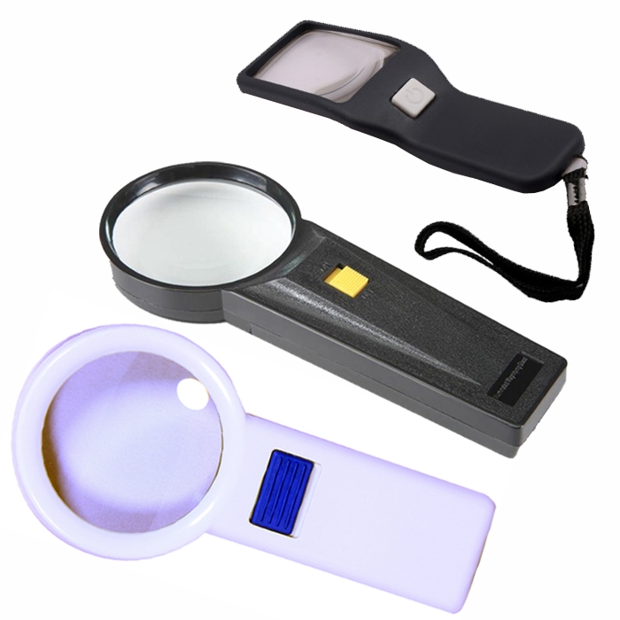 Hand Held Magnifying Glass 2.5x/ 3x/ 5x with LED Light for Jewelry, Reading, Camping, Travel, Coins, Seniors, Geology