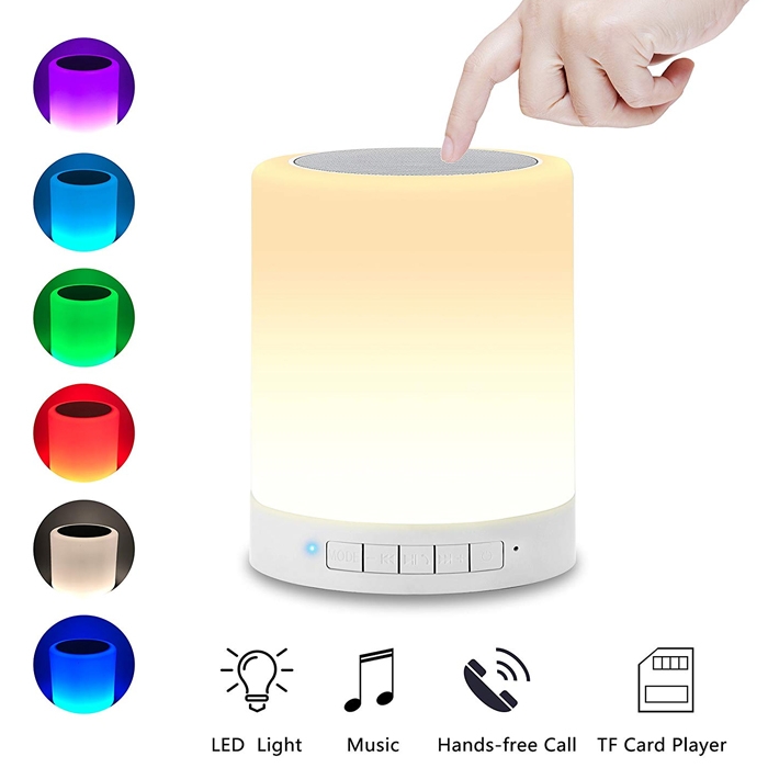 Portable Bluetooth Speaker with Smart Touch Control Lamp, Brightness & Colour Control, Touch LED Night Light Lamp, CL-671