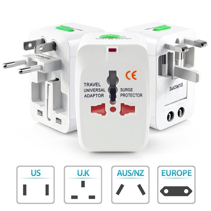 Universal Multifunction Plug Adapter US UK AU EU Travel International Power Adapter Plug Converter with Surge Protector 250V 10A