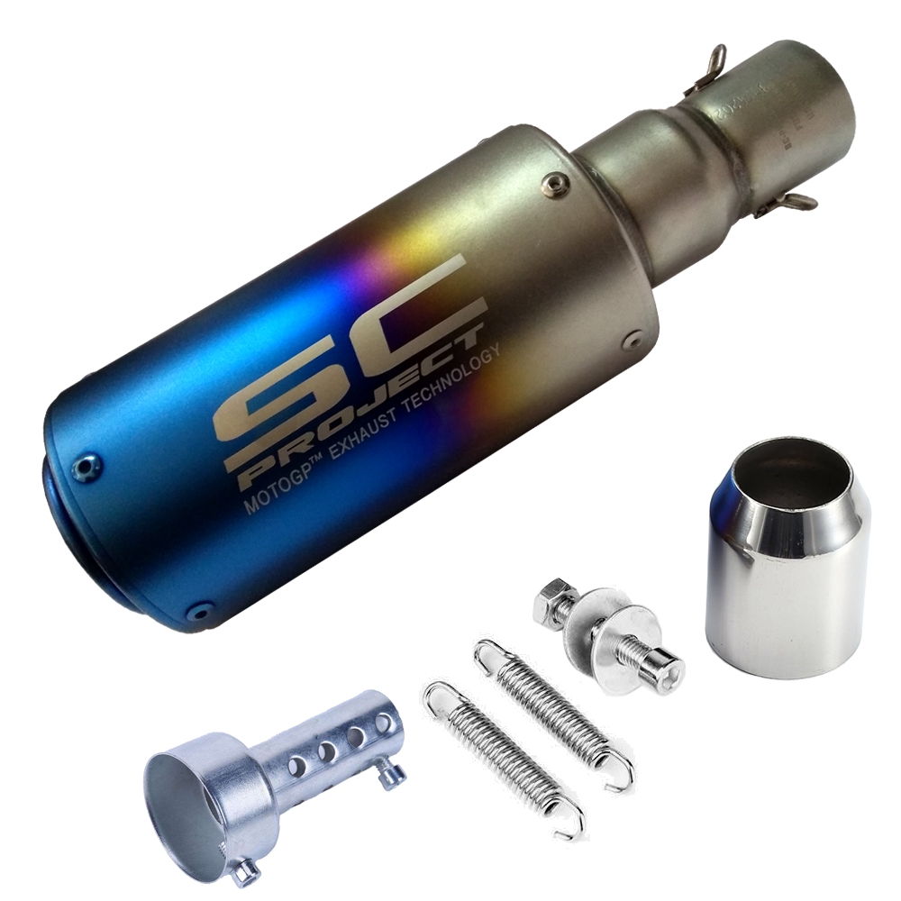 Universal SC Project Rainbow Long Exhaust Silencer, 36-51mm Muffler Pipe & DB Killer for all Bikes/ Motorcycle